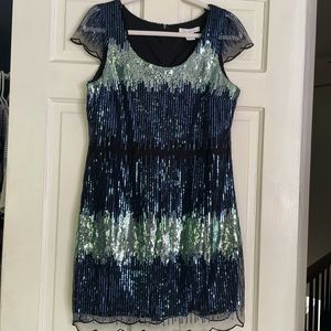 Charlotte Russe Shimmering Blue and Green Mini Dress